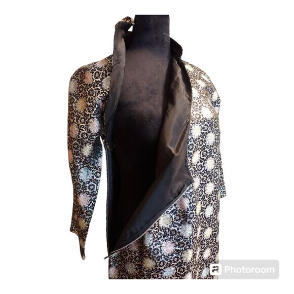 Vintage Multicolored Metallic Asian Cheongsam Jacquard Dress - Picture 4 of 7